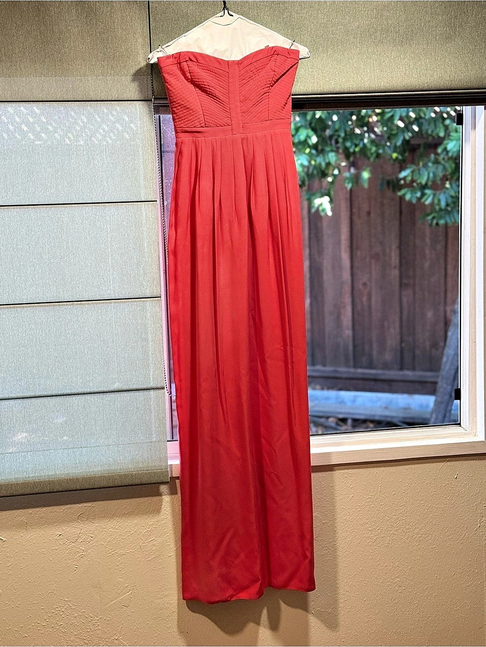 Parker Strapless Pleated Maxi Dress in Peach Size Small Like New